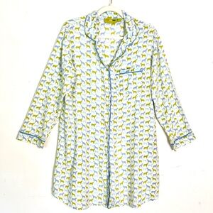 LIFE IS GOOD Blue and Yellow Animal Dog Print Nightshirt Size L
